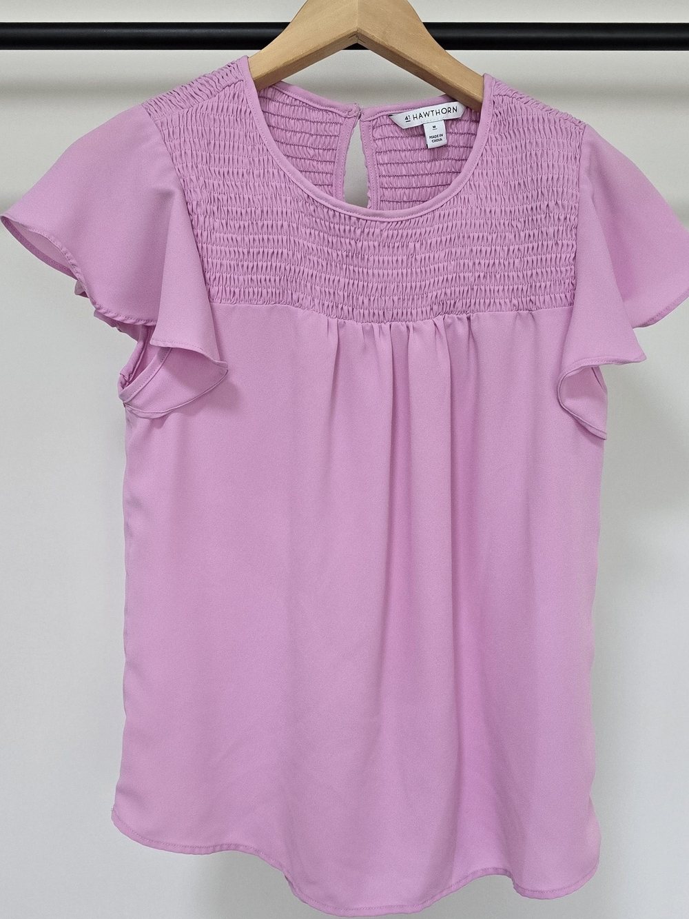 41 Hawthorn Pink Smocked Flutter Sleeve Blouse